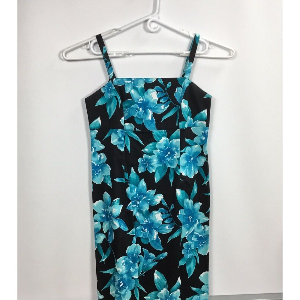 Plaza South womens dress Size XL Turquoise Black‎ summer floral print